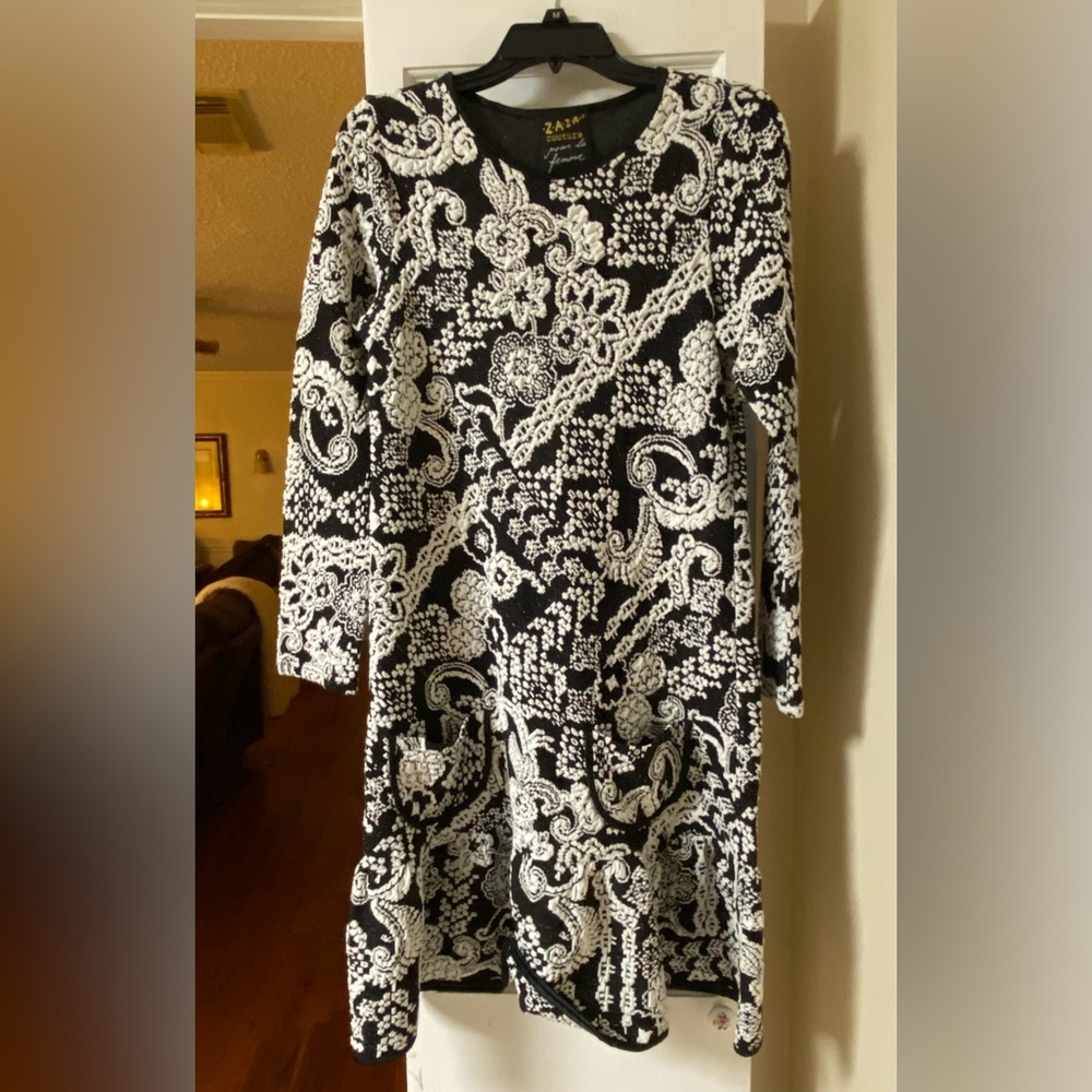 Zaza Couture Pour la Femme Black and White Knit Dress, Medium, EUC